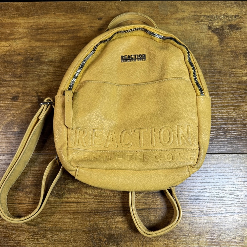 Kenneth Cole Reaction Yellow Faux Leather Mini Backpack Womens Small